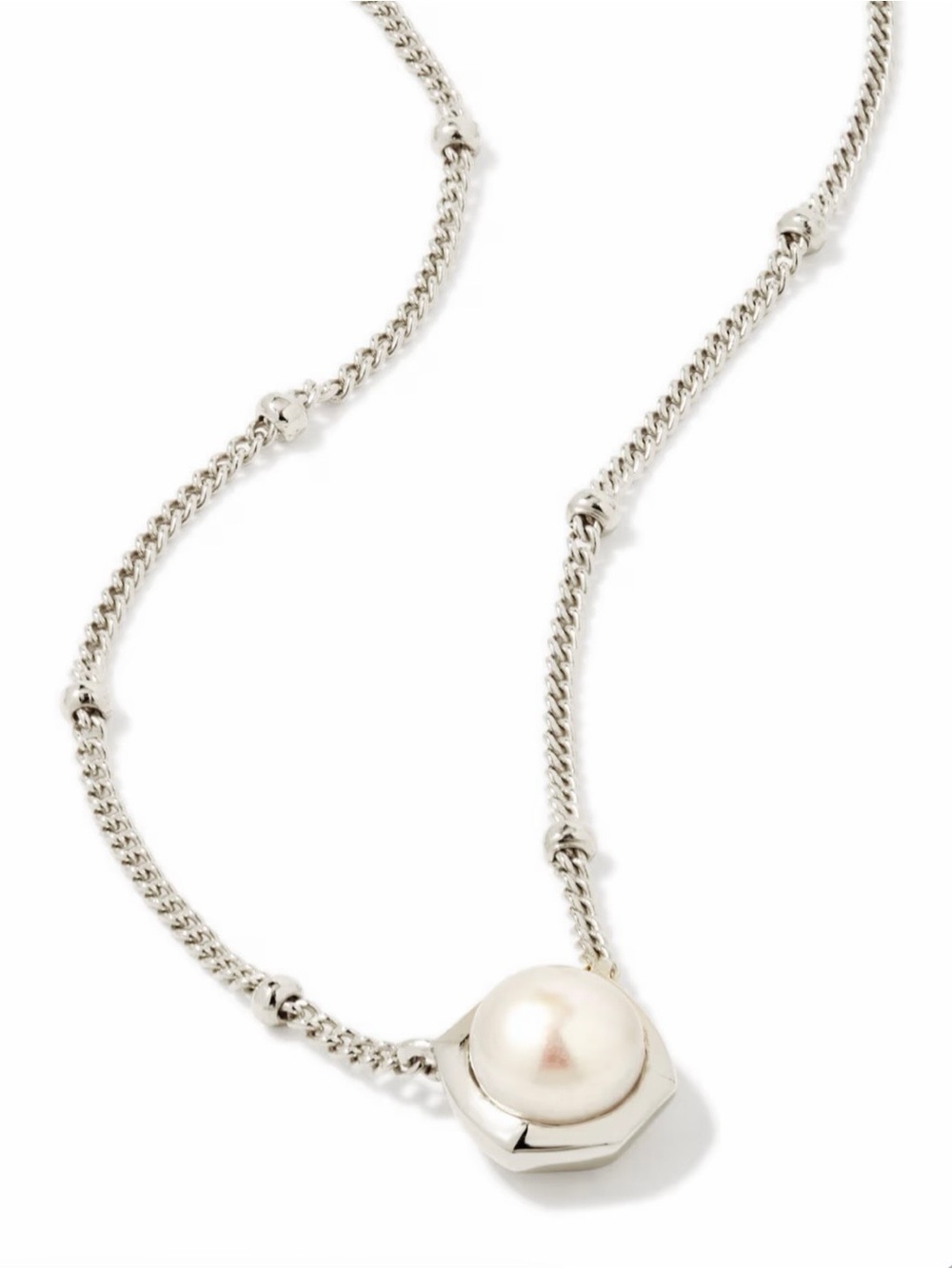 Kendra Scott Silver Pearl Hexagon Pendant Necklace